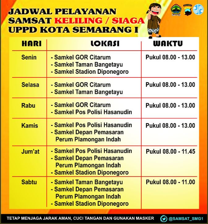 Lokasi Layanan Samsat Keliling Semarang Hari Ini Korlantas Polri Call Center 1500669 Sms Center 9119